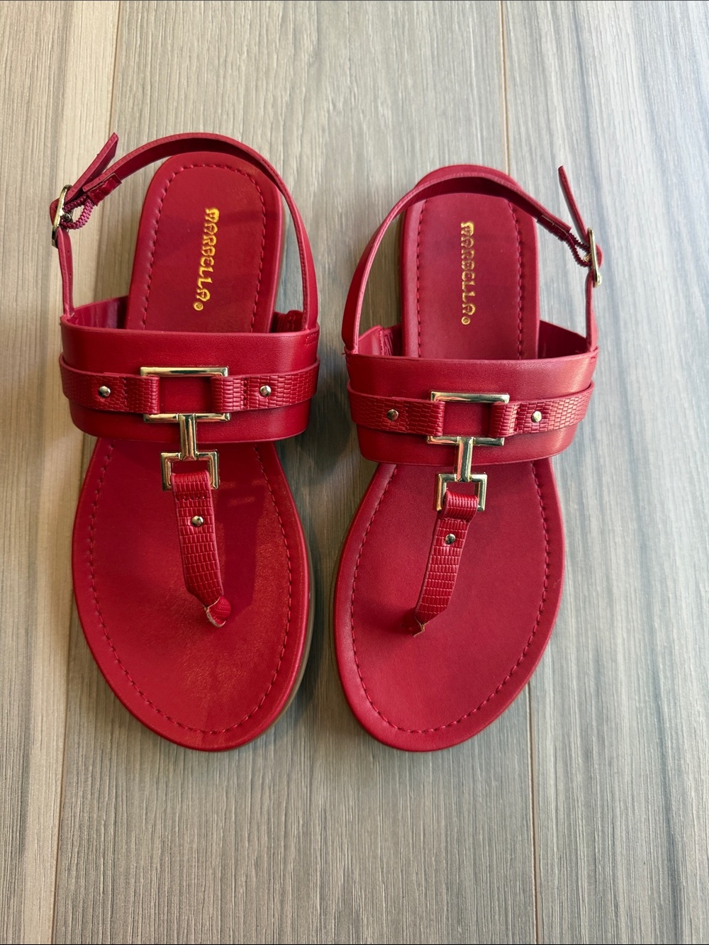 Marbella Women's Cadence Red  T Strap Sandals Size 7